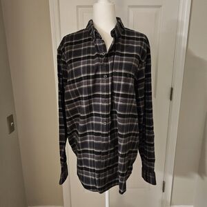 Express Men's Black/Gray Plaid Shirt, Size XXL